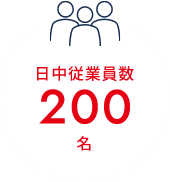 日中従業員数 200名